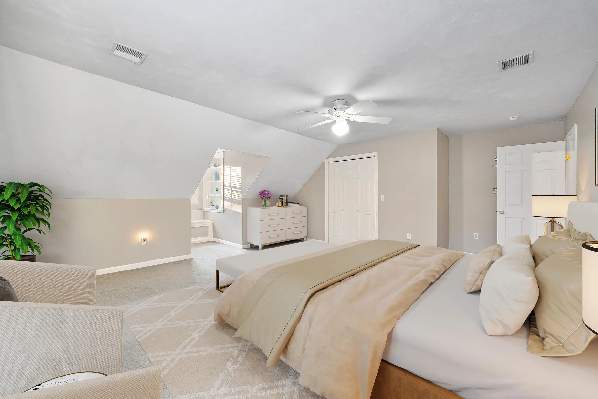 Same room after virtual staging with stylish furniture and decor